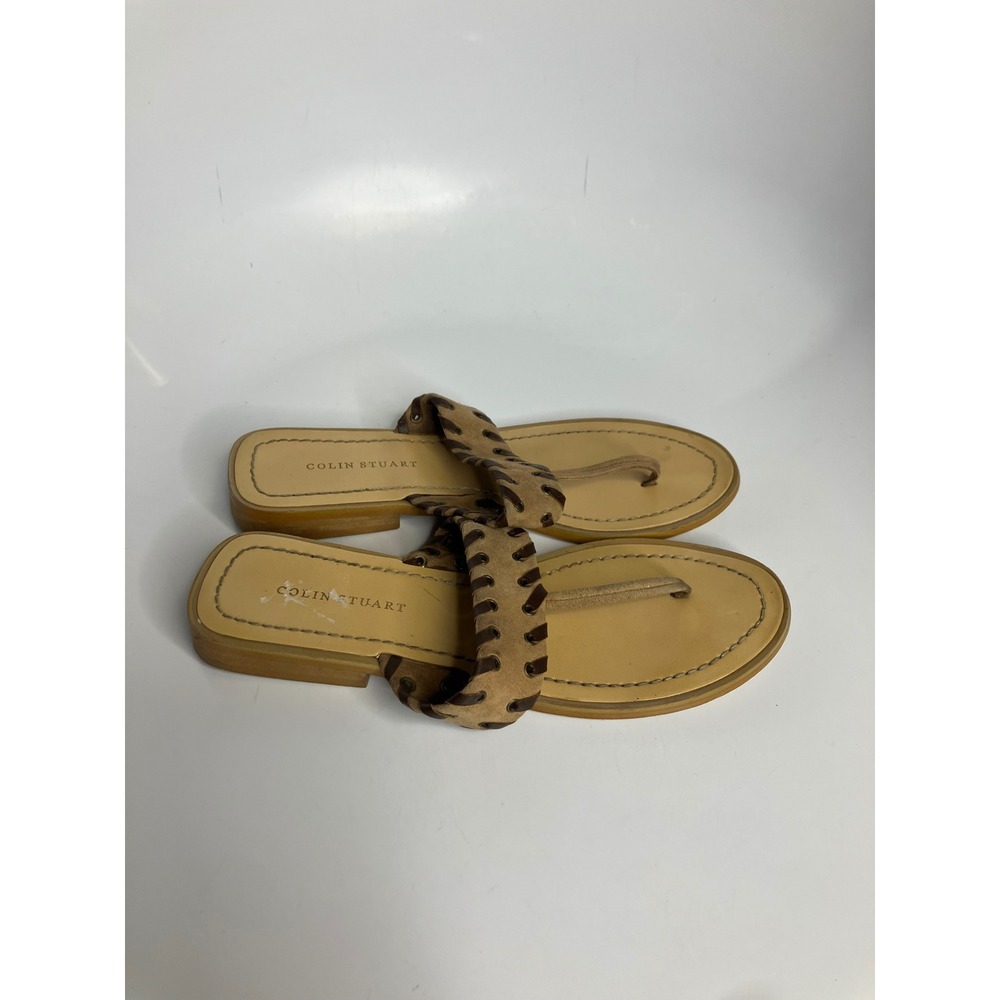 Colin Stuart Sandals‎ Womens 8 Tan Good Whipstitch Suede Thong Flat 160159-017